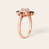Round Lab Grown Diamond & Black Onyx Art Deco Engagement Ring-Nobel Yates