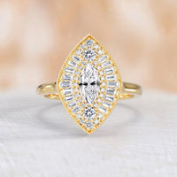 Marquise Mosaic Lab Diamond Baguette Halo Ring