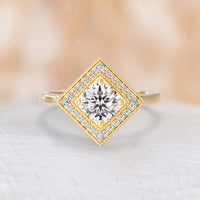 Round Cut Lab Diamond Mosaic Art Deco Ring