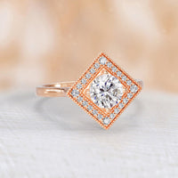 Round Cut Lab Diamond Mosaic Art Deco Ring