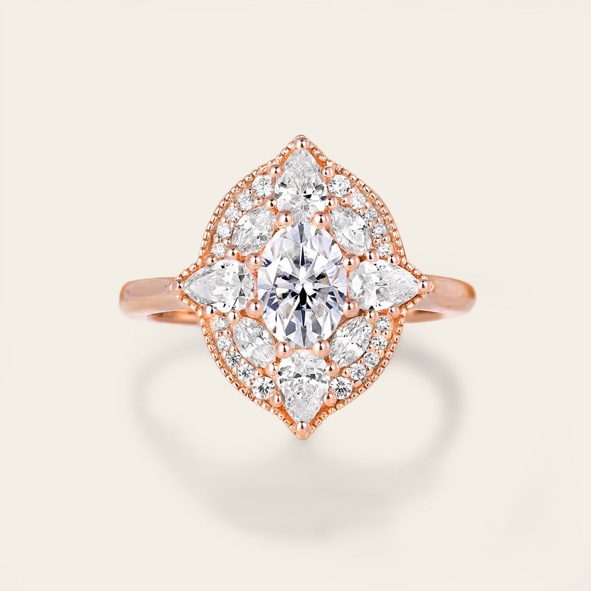 Oval Art Deco Lab Diamond Mosaic Ring