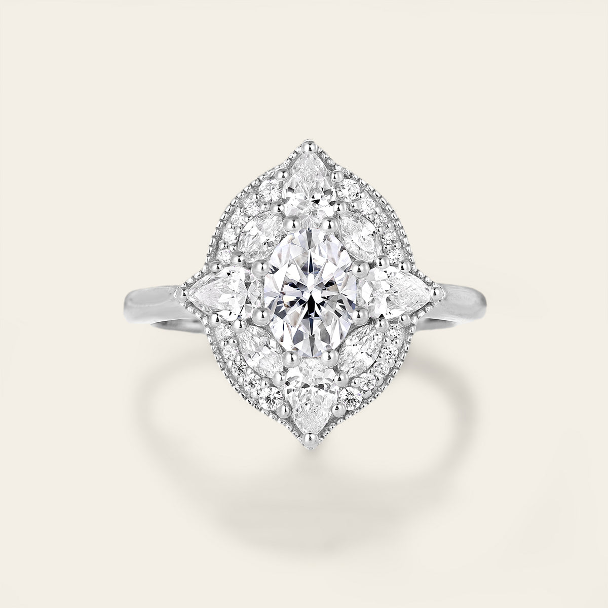 Oval Art Deco Lab Diamond Mosaic Ring