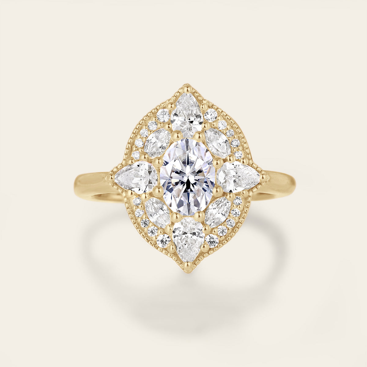 Oval Art Deco Lab Diamond Mosaic Ring