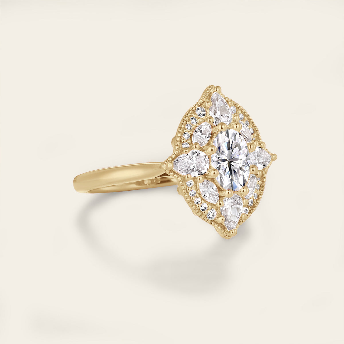 Oval Art Deco Lab Diamond Mosaic Ring
