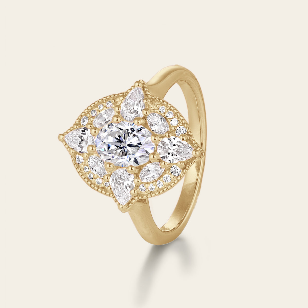 Oval Art Deco Lab Diamond Mosaic Ring