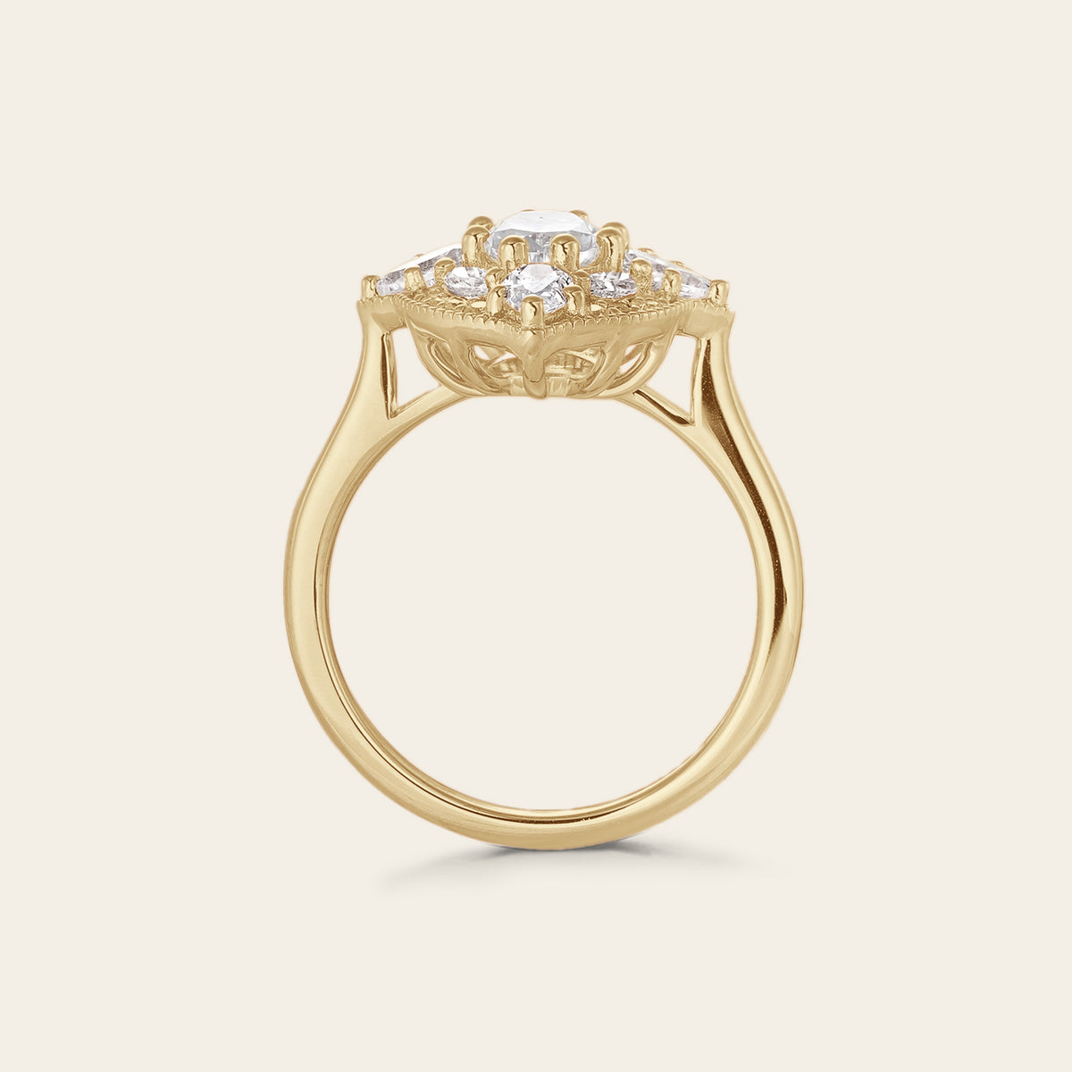 Oval Art Deco Lab Diamond Mosaic Ring