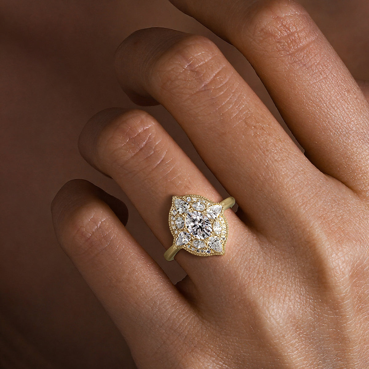 Oval Art Deco Lab Diamond Mosaic Ring