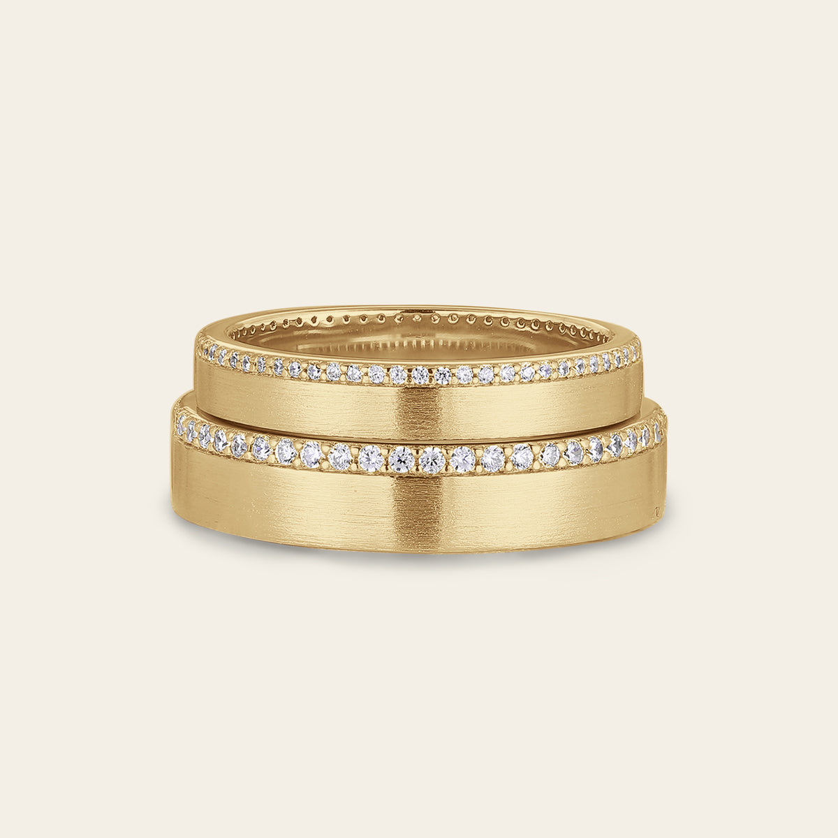Pave Eternity Moissanite Wedding Band Couples' Rose Gold Band