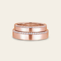 Pave Eternity Moissanite Wedding Band Couples' Rose Gold Band