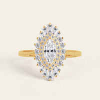 Art deco Marquise cut Moissanite Halo Engagement Ring