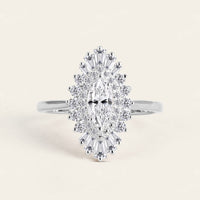 Art deco Marquise cut Moissanite Halo Engagement Ring