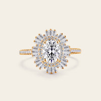 Art deco Oval Moissanite Pave Engagement Ring