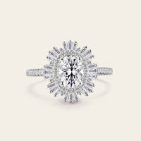 Art deco Oval Moissanite Pave Engagement Ring