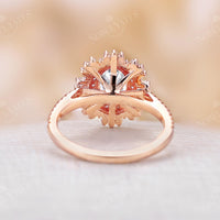 Art deco Oval Moissanite Pave Engagement Ring Rose Gold