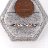 Marquise Moss Agate Full Eternity Wedding Band Rose Gold Moissnaite Band