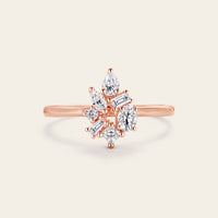 Vintage Cluster Moissanite Rose Gold Pear Baguette Marquise Shape Engagement Ring