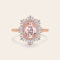 Art deco Oval Pink Morganite Starburst Engagement Ring-Nobel Yates
