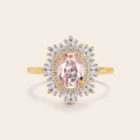 Art deco Oval Pink Morganite Starburst Engagement Ring-Nobel Yates