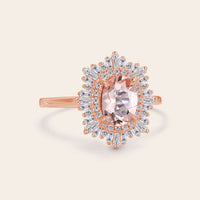 Art deco Oval Pink Morganite Starburst Engagement Ring-Nobel Yates