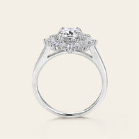 Art Deco Round Moissanite White Gold Halo Engagement Ring