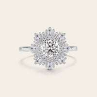 Art Deco Round Moissanite White Gold Halo Engagement Ring