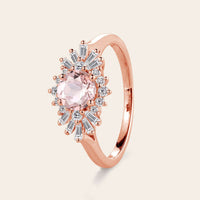 Art deco Round Pink Morganite Star Engagement Ring