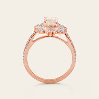 Art Deco Starburst Oval White Opal Engagement Ring