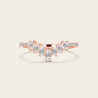 Art deco Diamond Pave Curved Wedding Band Rose Gold