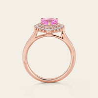 Heart Shape Pink Sapphire Art Deco Engagement Ring Rose Gold