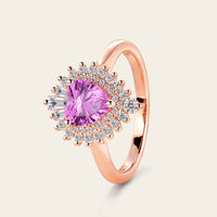 Heart Shape Pink Sapphire Art Deco Engagement Ring Rose Gold