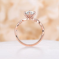 Nature Twig Princess Moissanite Engagement Ring Twist Branch Rose Gold Band