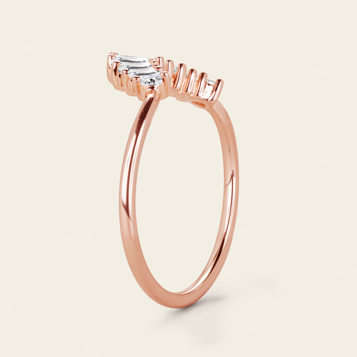 Baguette Lab Diamond Curved Stacking Mosaic Ring