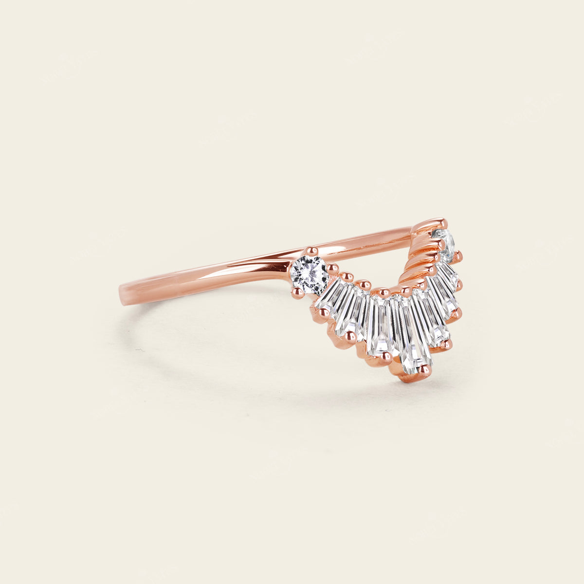 Baguette Lab Diamond Curved Stacking Mosaic Ring