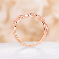 Plain Nature Inspired Leaves Straight Wedding Band Rose Gold