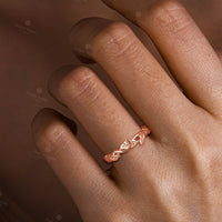 Plain Nature Inspired Leaves Straight Wedding Band Rose Gold