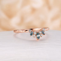 Twist Rose Gold Moss Agate & Diamond Matching Curved Wedding Band