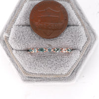 Dainty Moss Agate Round & Marquise Half Eternity Wedding Band Rose Gold