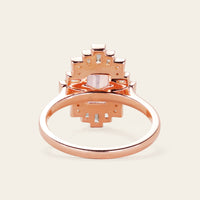 Emerald Cut Pink Morganite Art Deco Starburst Engagement Ring