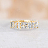 Art Deco Lab Diamond Marquise Cluster Eternity Band