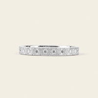 Milgrain Square Art Deco Lab Diamond Eternity Band