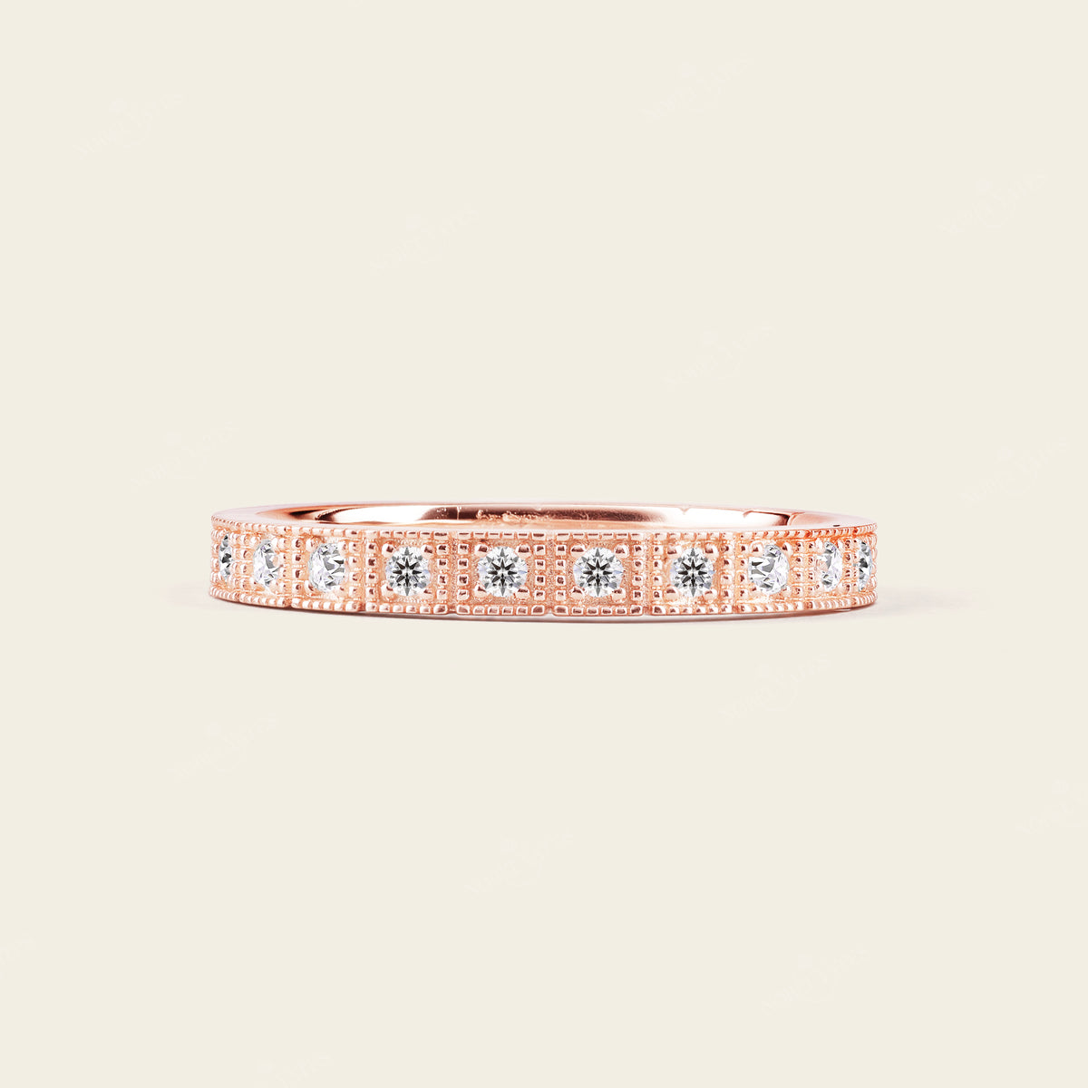 Milgrain Square Art Deco Lab Diamond Eternity Band