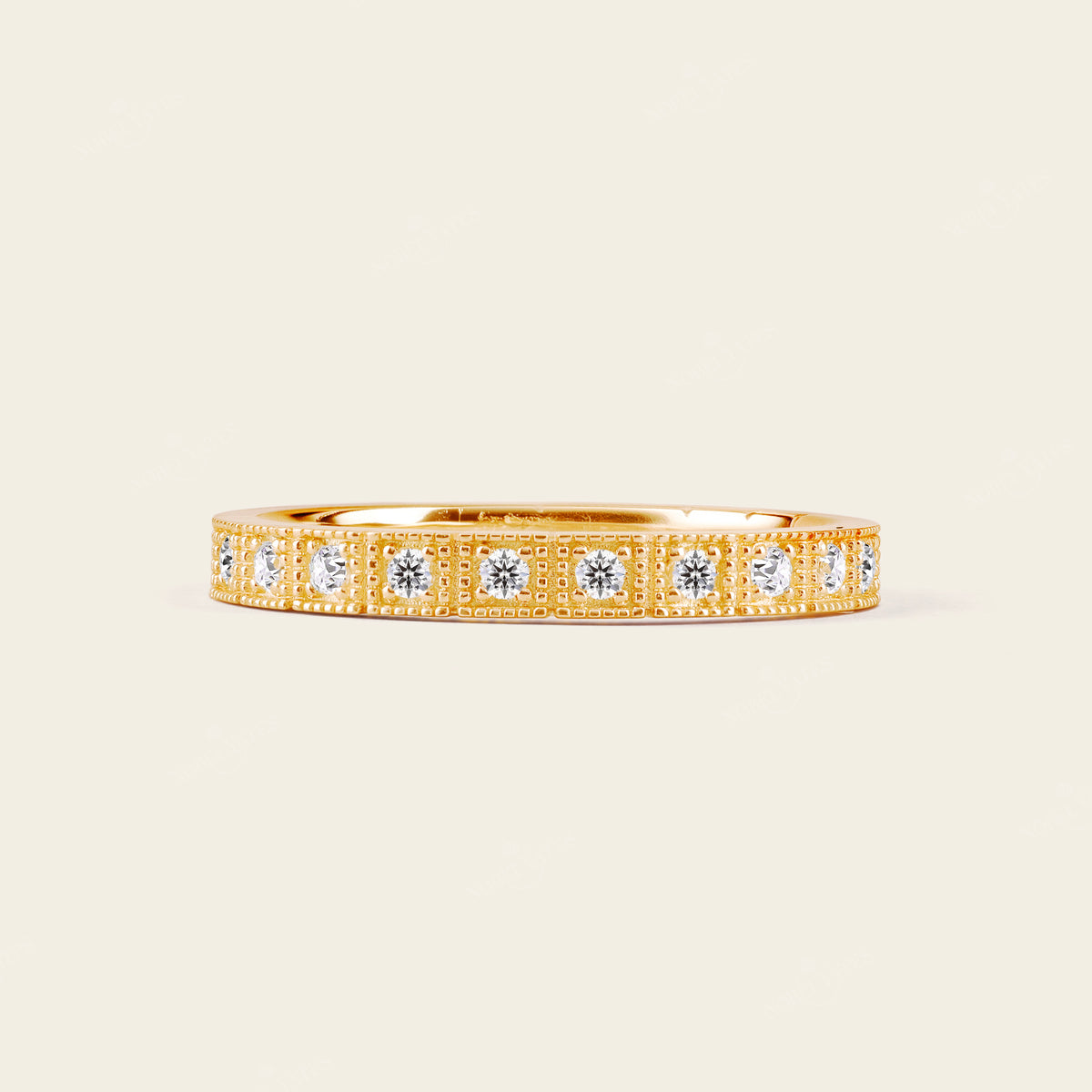 Milgrain Square Art Deco Lab Diamond Eternity Band