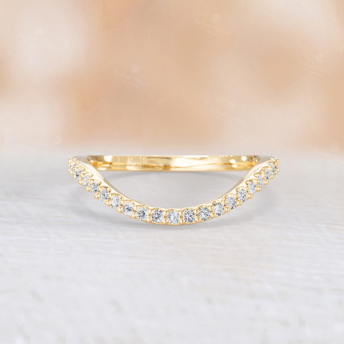 Pave Lab Diamond Chevron Stacking Wedding Band