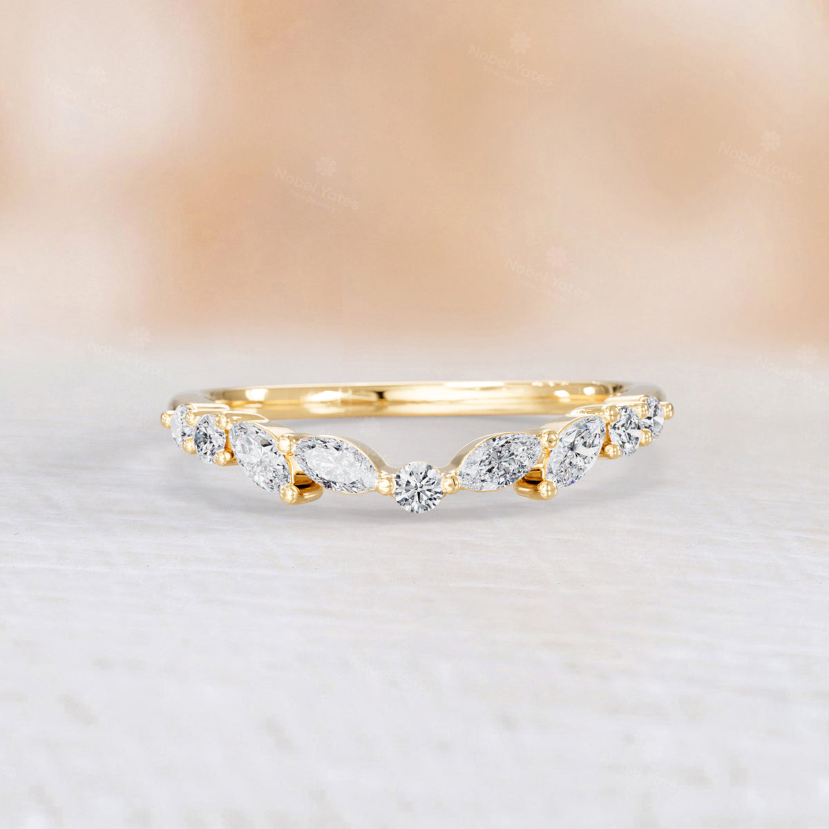 Marquise Lab Diamond Curved Stacking Band