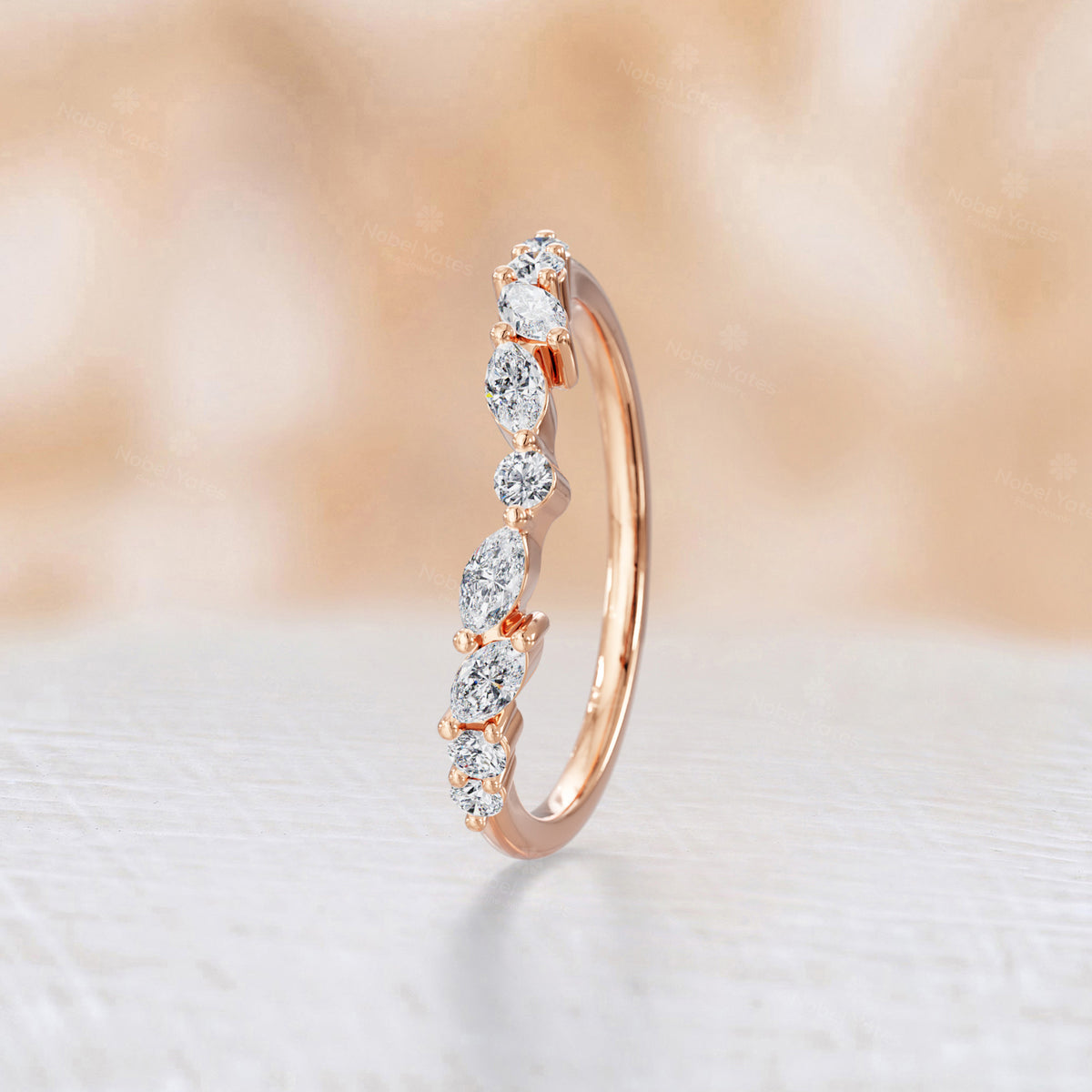 Marquise Lab Diamond Curved Stacking Band