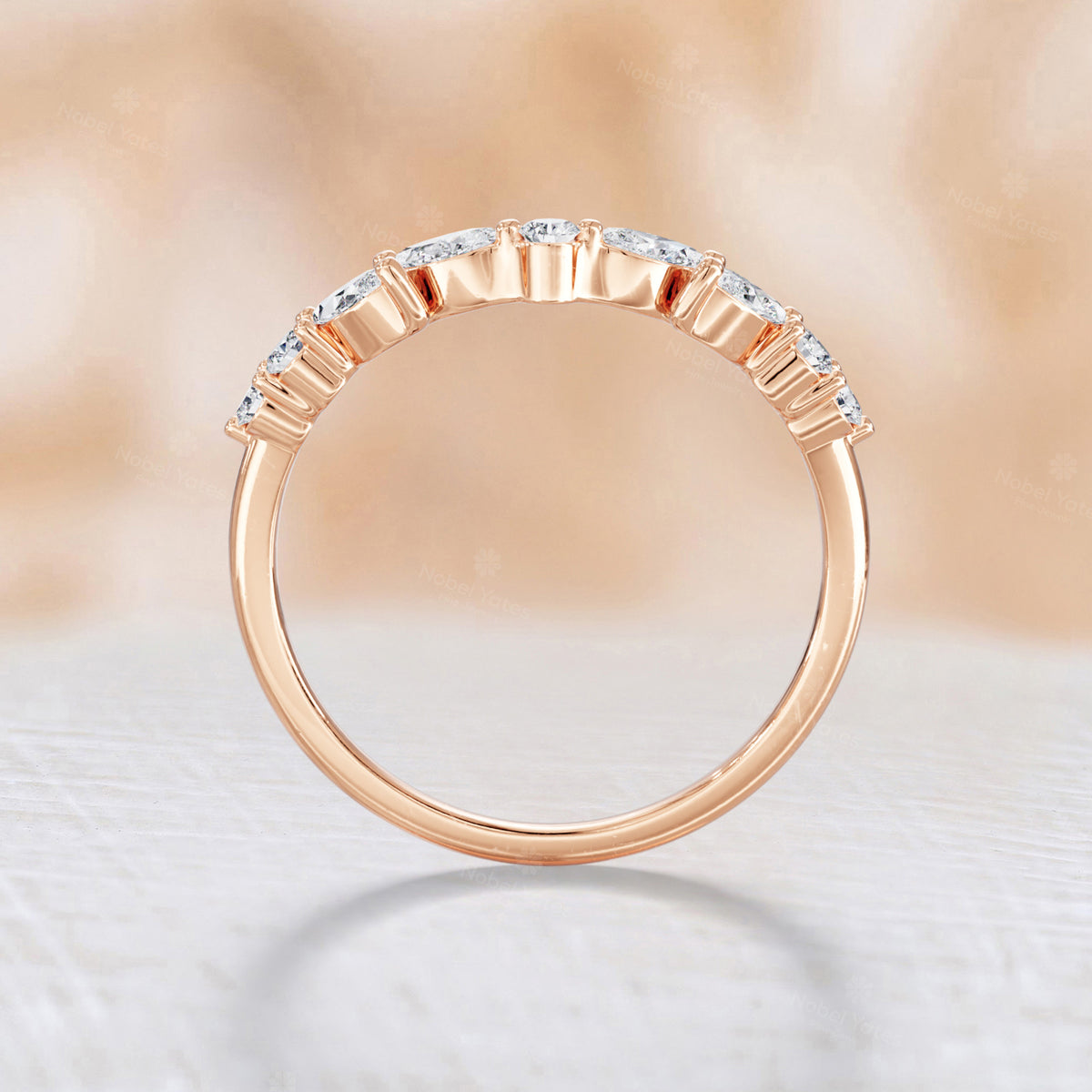 Marquise Lab Diamond Curved Stacking Band