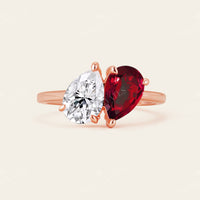 Pear Cut IGI Lab Grown Diamond & Garnet Toi et Moi Ring