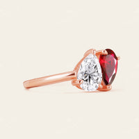 Pear Cut IGI Lab Grown Diamond & Garnet Toi et Moi Ring