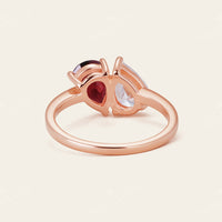 Pear Cut IGI Lab Grown Diamond & Garnet Toi et Moi Ring