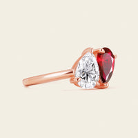 Pear Cut IGI Lab Grown Diamond & Garnet Toi et Moi Ring